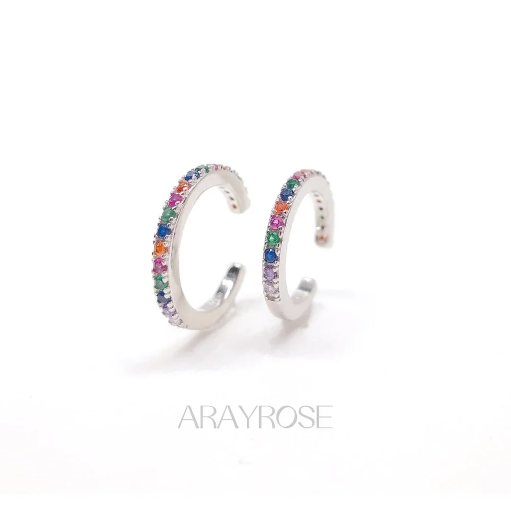 New Rainbow Conch Cuff, Ear Cuff No Piercing, Gold Ear Wrap, 18k Gold 925 Silver - Picture 6 of 10